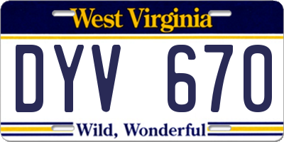 WV license plate DYV670
