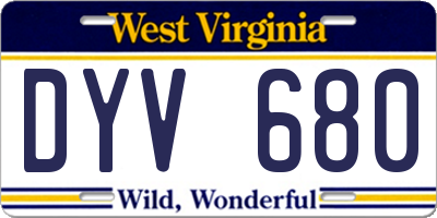 WV license plate DYV680