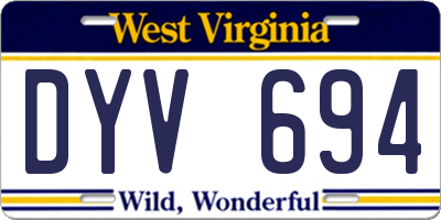 WV license plate DYV694