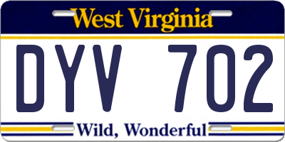 WV license plate DYV702