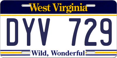 WV license plate DYV729