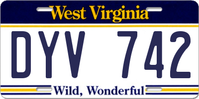 WV license plate DYV742