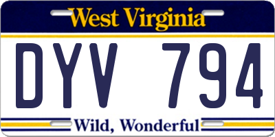 WV license plate DYV794
