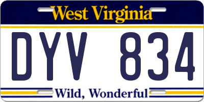 WV license plate DYV834
