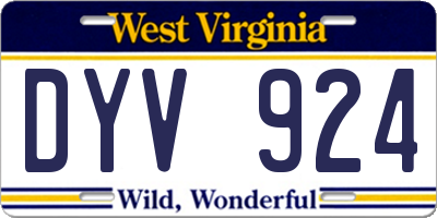 WV license plate DYV924