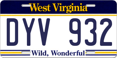WV license plate DYV932