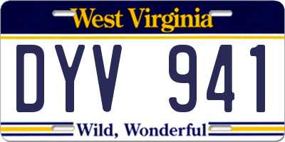 WV license plate DYV941