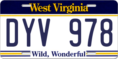 WV license plate DYV978