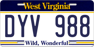 WV license plate DYV988
