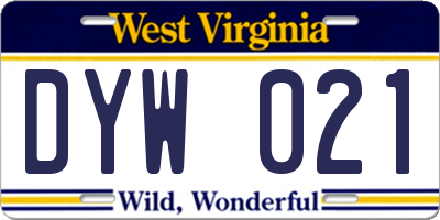 WV license plate DYW021