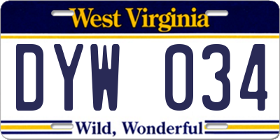 WV license plate DYW034
