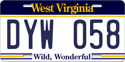 WV license plate DYW058