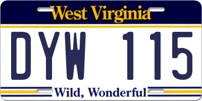 WV license plate DYW115
