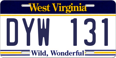 WV license plate DYW131
