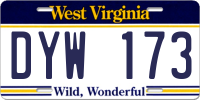 WV license plate DYW173