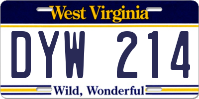WV license plate DYW214