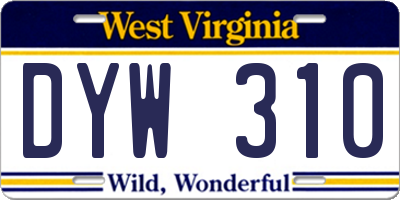 WV license plate DYW310