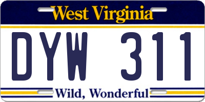 WV license plate DYW311