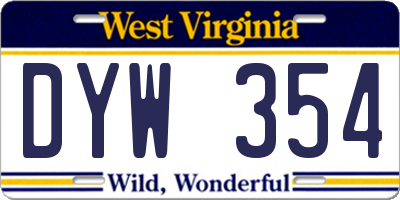 WV license plate DYW354
