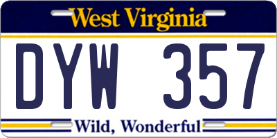 WV license plate DYW357