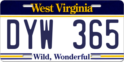 WV license plate DYW365