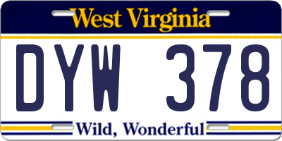WV license plate DYW378