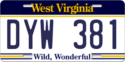 WV license plate DYW381