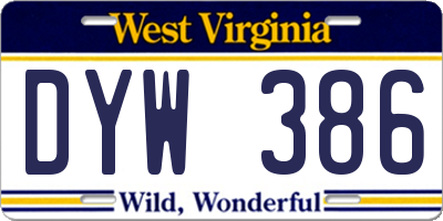 WV license plate DYW386