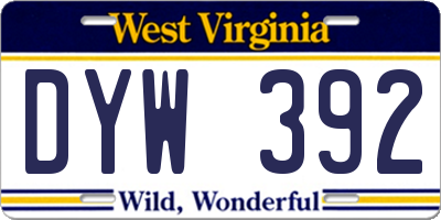 WV license plate DYW392