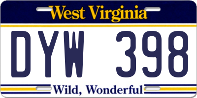 WV license plate DYW398