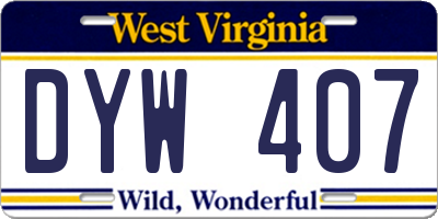 WV license plate DYW407