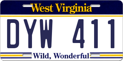 WV license plate DYW411
