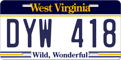 WV license plate DYW418