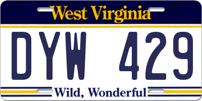 WV license plate DYW429