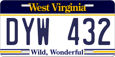 WV license plate DYW432