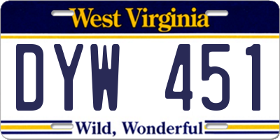 WV license plate DYW451