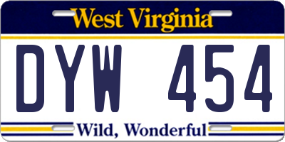 WV license plate DYW454