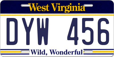 WV license plate DYW456