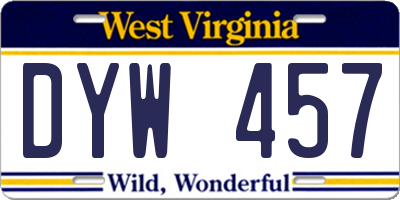 WV license plate DYW457