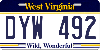 WV license plate DYW492