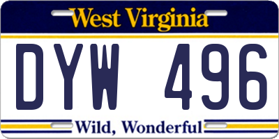 WV license plate DYW496