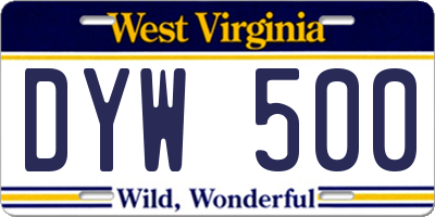 WV license plate DYW500