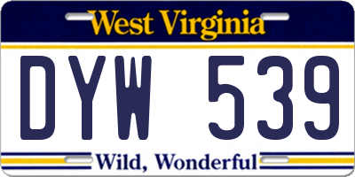 WV license plate DYW539
