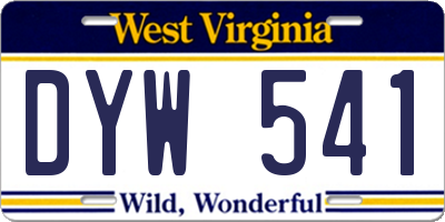 WV license plate DYW541