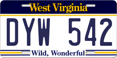 WV license plate DYW542