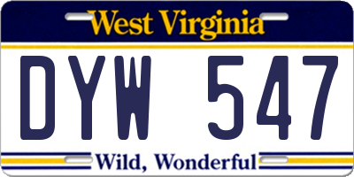 WV license plate DYW547