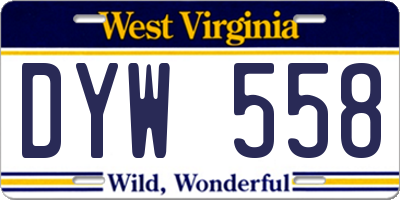 WV license plate DYW558