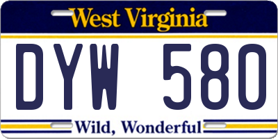 WV license plate DYW580