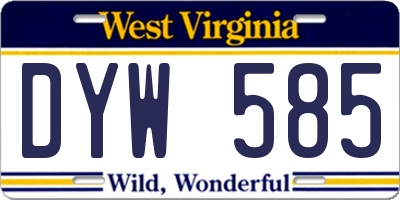 WV license plate DYW585