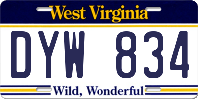 WV license plate DYW834